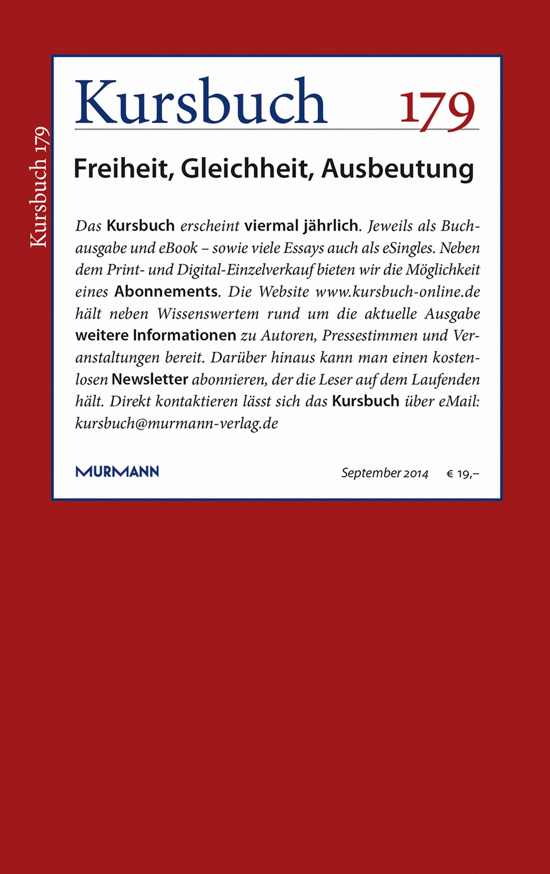 Read more about the article Kursbuch 179 – Editorial